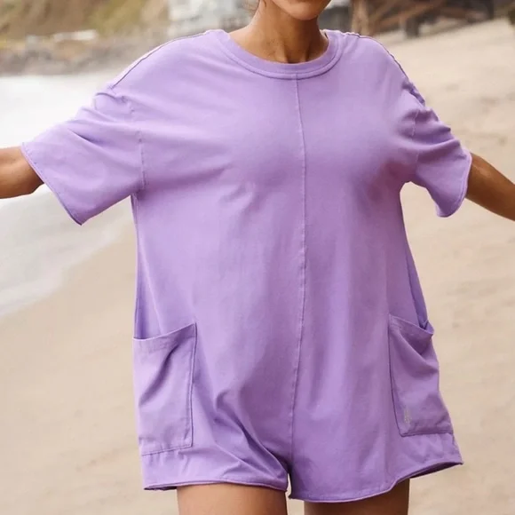 Free People Hot Shot Tee Romper, Various Sizes NWT (DARK PURPLE💜) - Picture 2 of 7